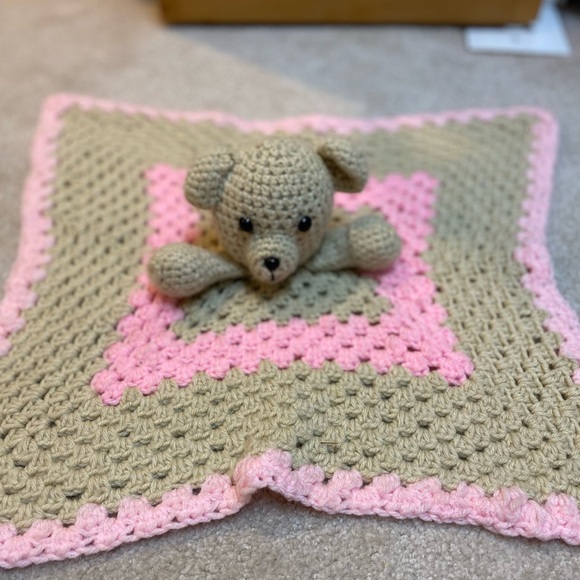 Other - Approximately 19”x19” knitted stuffed bear/blanket